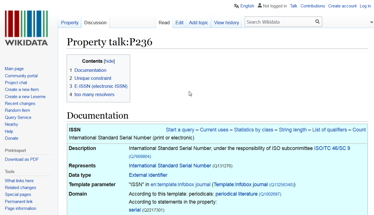 ISSN property page